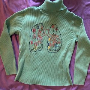 Coldwater Creek turquoise turtleneck with lungs